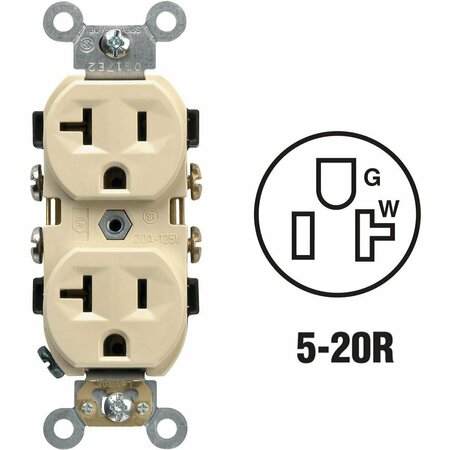 LEVITON 20A Ivory Heavy-Duty 5-20R Duplex Outlet S01-CR20-IS